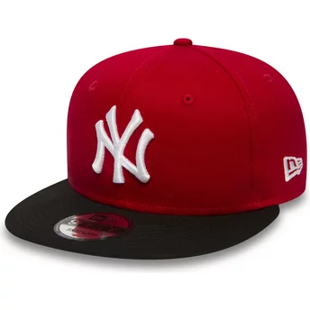 Gorra plana roja ajustable 9FIFTY Cotton Block de New York Yankees MLB de New Era