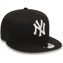 new-era-new-york-yankees-mlb-9fifty-white-on-black-verstellbare-schwarze-flache-kappe