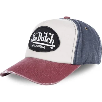 Cappellino visiera curva bianco, blu e rosso regolabile JACKBWR di Von Dutch