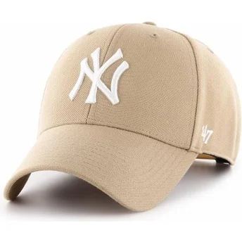 cappellino-visiera-curva-beige-snapback-di-new-york-yankees-mlb-mvp-di-47-brand