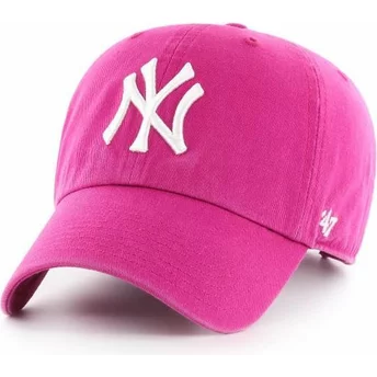 Gorra curva rosa orquídea de New York Yankees MLB Clean Up de 47 Brand
