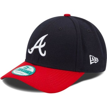 Gorra curva azul marino y roja ajustable 9FORTY The League de Atlanta Braves MLB de New Era