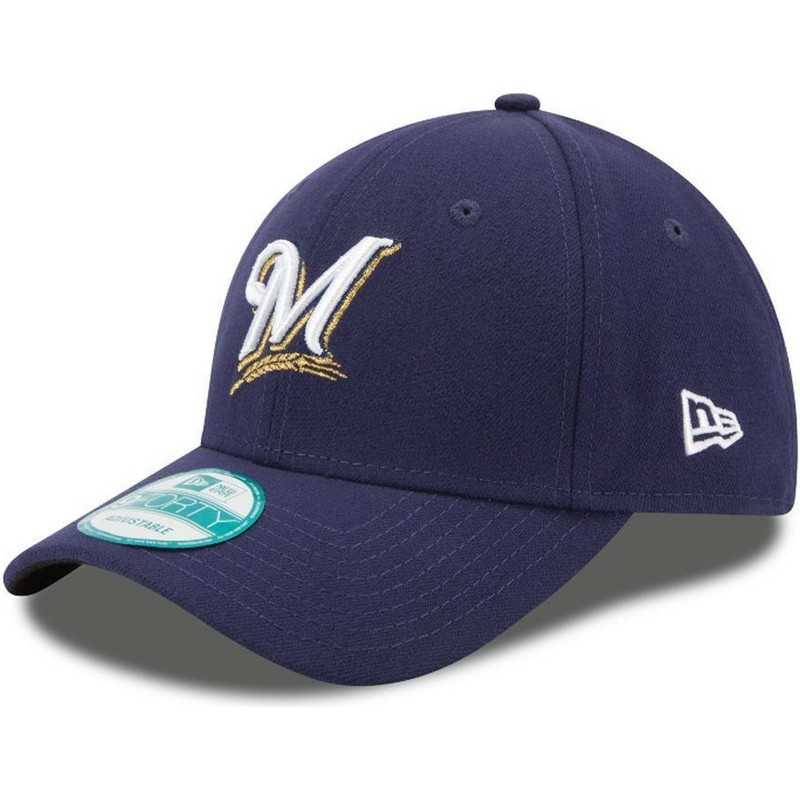 new-era-curved-brim-9forty-the-league-milwaukee-brewers-mlb-navy-blue-adjustable-cap