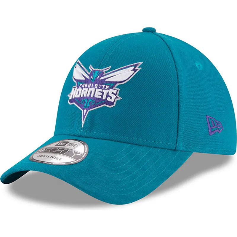 blaue-verstellbare-curved-cap-9forty-the-league-der-charlotte-hornets-nba-von-new-era