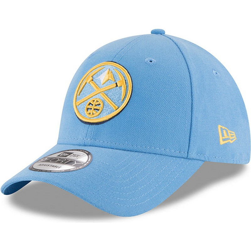 new-era-curved-brim-9forty-the-league-denver-nuggets-nba-light-blue-adjustable-cap