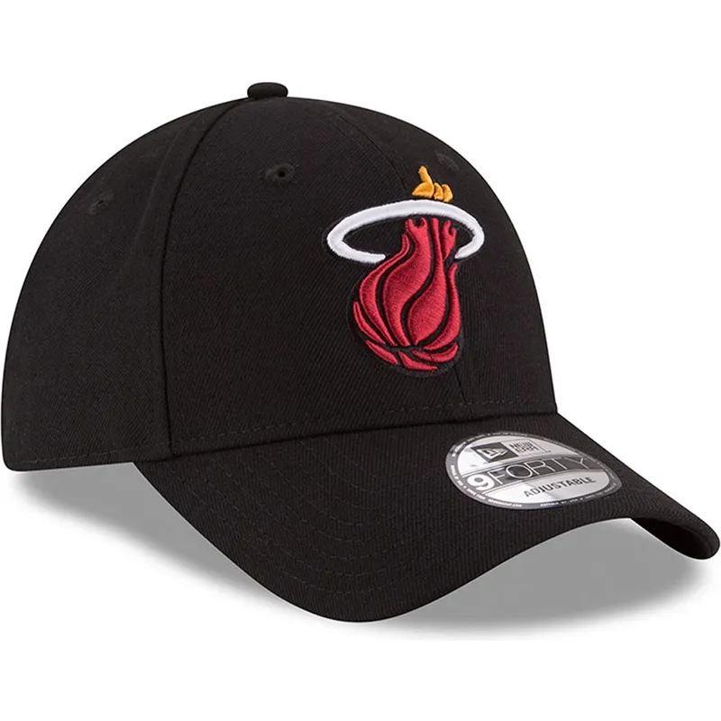 sort-justerbar-curved-kasket-9forty-the-league-fra-miami-heat-nba-fra-new-era