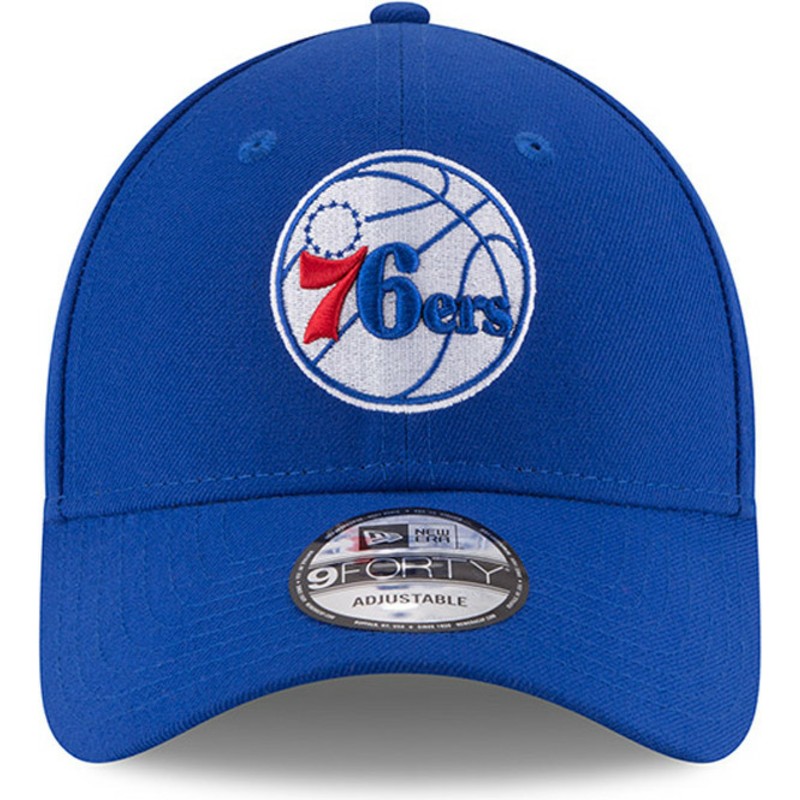new-era-curved-brim-9forty-the-league-philadelphia-76ers-nba-blue-adjustable-cap