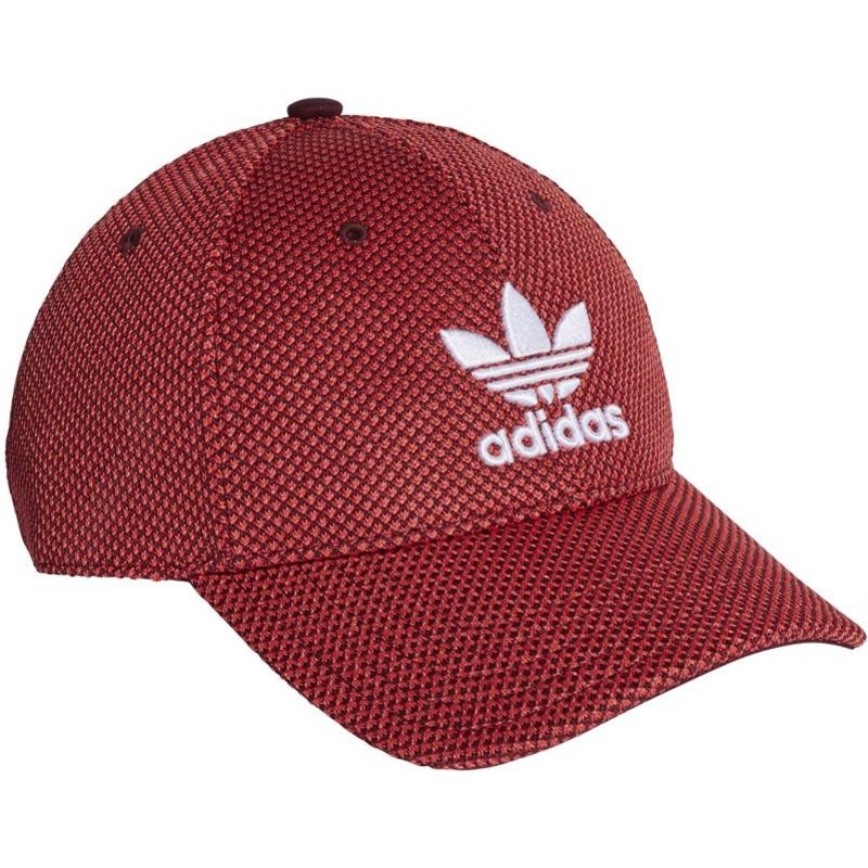 Adidas White Logo Curved Brim Trefoil Primeknit Red and Black ...