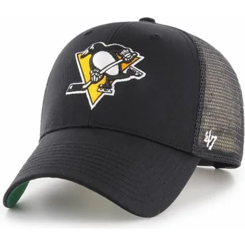 cappellino-trucker-nero-con-logo-giallo-di-pittsburgh-penguins-nhl-mvp-branson-di-47-brand