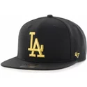 47-brand-flat-brim-gold-logo-los-angeles-dodgers-mlb-captain-metalivise-black-snapback-cap