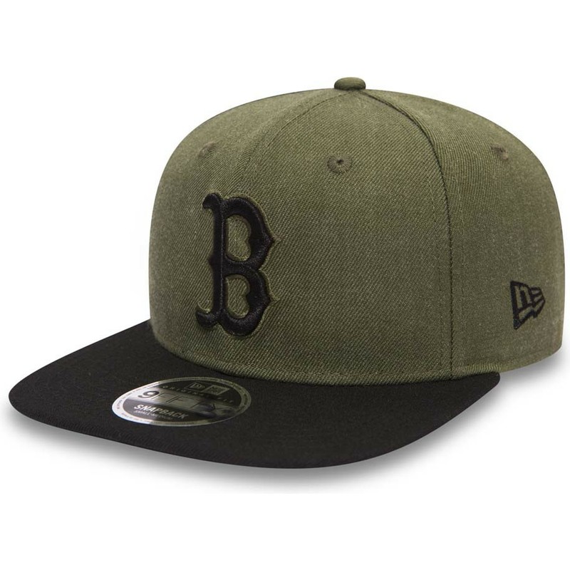 new-era-flat-brim-black-logo-9fifty-seasonal-heather-boston-red-sox-mlb-green-snapback-cap-with-black-visor