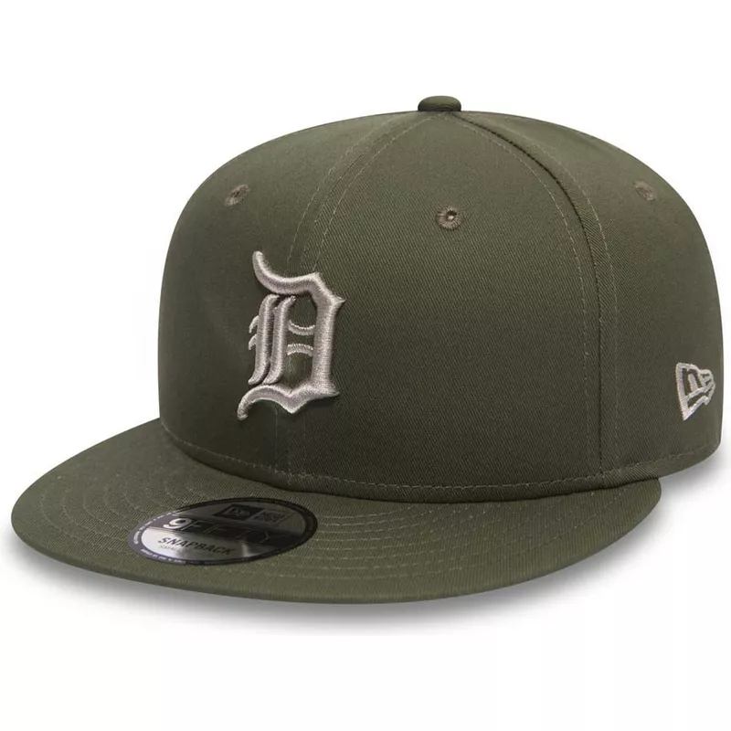 New Era Flat Brim 9FIFTY League Essential Detroit Tigers MLB Green Snapback  Cap