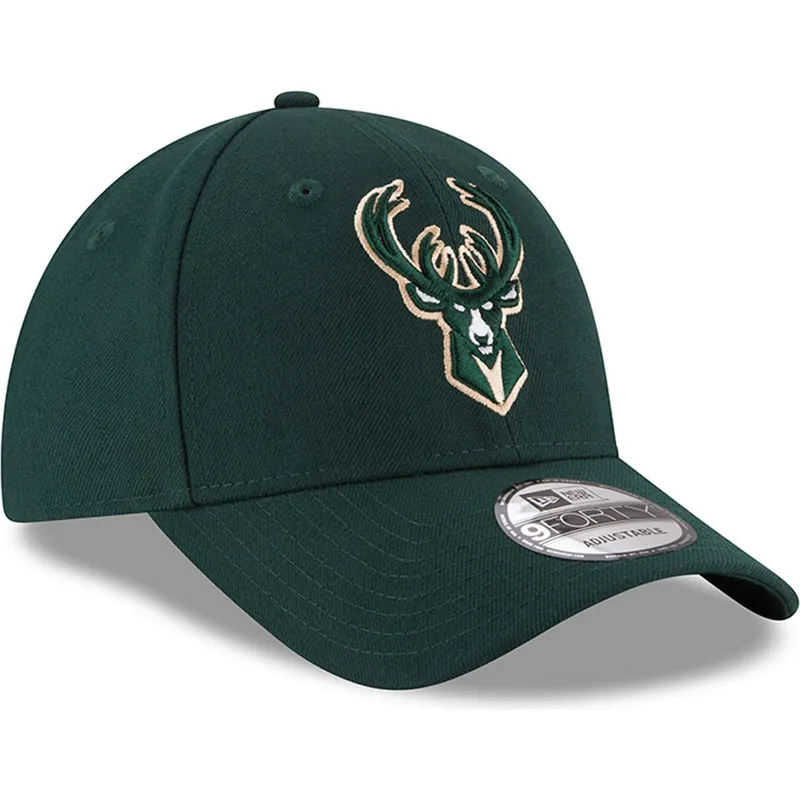 gron-justerbar-curved-kasket-9forty-the-league-fra-milwaukee-bucks-nba-fra-new-era