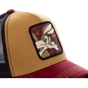 capslab-looney-tunes-coyote-coy2-braune-schwarze-und-rote-trucker-kappe