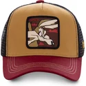 capslab-looney-tunes-coyote-coy2-braune-schwarze-und-rote-trucker-kappe