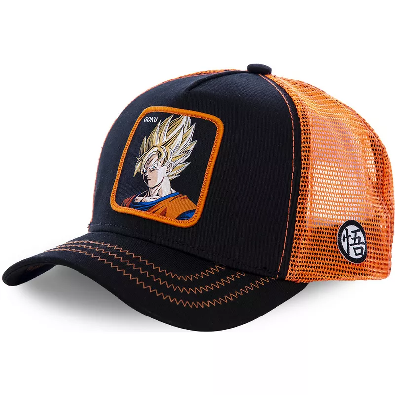 Capslab Son Goku Super Saiyan GO3 Ball Black and Orange Trucker Hat: Caphunters.com