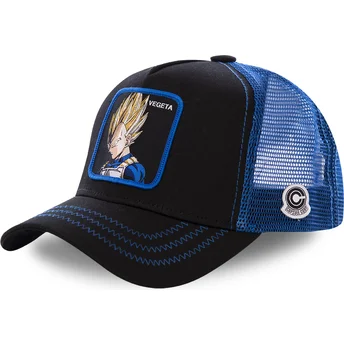 Cappellino trucker nero e blu Vegeta Super Saiyan VE3 Dragon Ball di Capslab