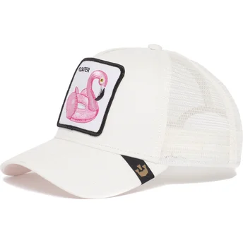 Weiße Trucker-Kappe Flamingo-Schwimmring Floater von Goorin Bros.