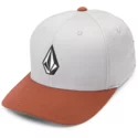 volcom-curved-brim-dark-clay-full-stone-xfit-white-fitted-cap-with-brown-visor