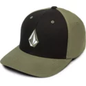 volcom-curved-brim-army-full-stone-xfit-black-and-green-fitted-cap