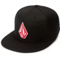 volcom-flat-brim-spark-red-stone-stack-jfit-black-fitted-cap
