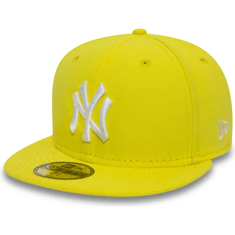 petten-plat-geel-aangepast-59fifty-essential-van-new-york-yankees-mlb-van-new-era
