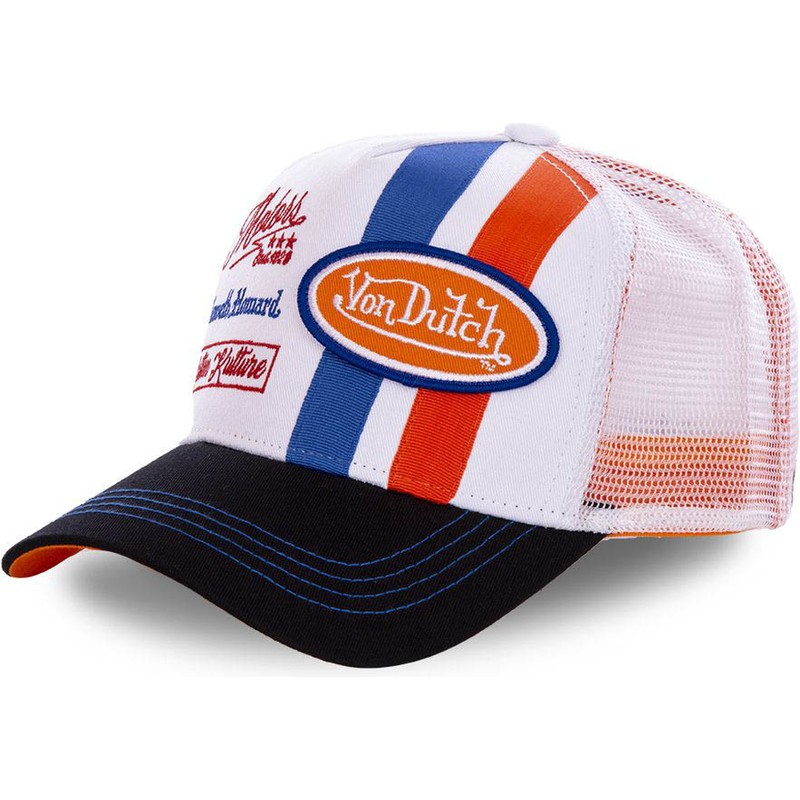 orange and white von dutch hat