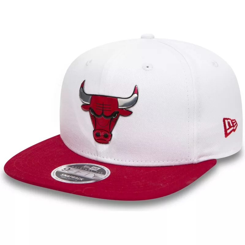 New Era Flat Brim 9FIFTY White Crown Chicago Bulls NBA White and Red  Snapback Cap