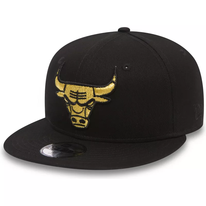 new-era-flat-brim-youth-gold-logo-9fifty-golden-chicago-bulls-nba-black-snapback-cap