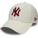 new-era-curved-brim-maroon-logo-9fifty-nylon-pre-curved-fit-new-york-yankees-mlb-white-snapback-cap