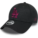 new-era-curved-brim-pink-logo-9forty-essential-jersey-los-angeles-dodgers-mlb-grey-adjustable-cap