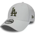 new-era-curved-brim-green-logo-9forty-diamond-era-los-angeles-dodgers-mlb-white-adjustable-cap