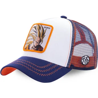 capslab-dragon-ball-son-goku-super-saiyan-3-san2-weisse-blaue-und-orangefarbene-trucker-kappe