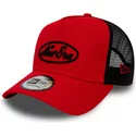 new-era-oval-script-a-frame-red-and-black-trucker-hat
