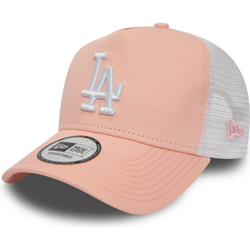 petten-gebogen-roze-snapback-league-essential-a-frame-van-los-angeles-dodgers-mlb-van-new-era