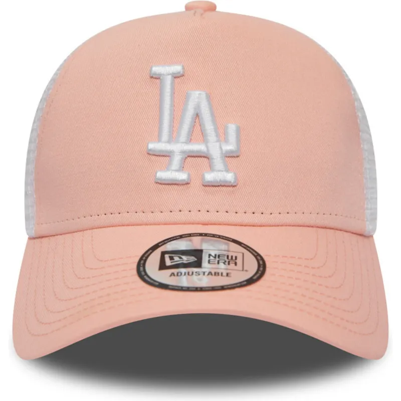 petten-gebogen-roze-snapback-league-essential-a-frame-van-los-angeles-dodgers-mlb-van-new-era