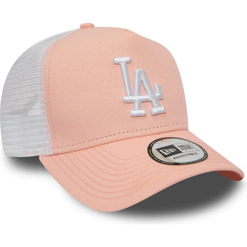 petten-gebogen-roze-snapback-league-essential-a-frame-van-los-angeles-dodgers-mlb-van-new-era