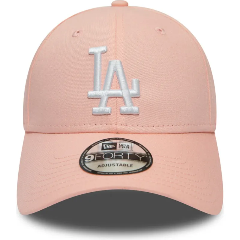 petten-gebogen-roze-verstelbaar-9forty-league-essential-van-los-angeles-dodgers-mlb-van-new-era