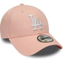 new-era-curved-brim-9forty-league-essential-los-angeles-dodgers-mlb-pink-adjustable-cap