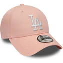 petten-gebogen-roze-verstelbaar-9forty-league-essential-van-los-angeles-dodgers-mlb-van-new-era