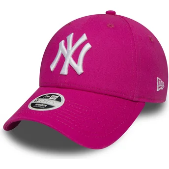 cappellino-visiera-curva-rosa-regolabile-9forty-essential-di-new-york-yankees-mlb-di-new-era