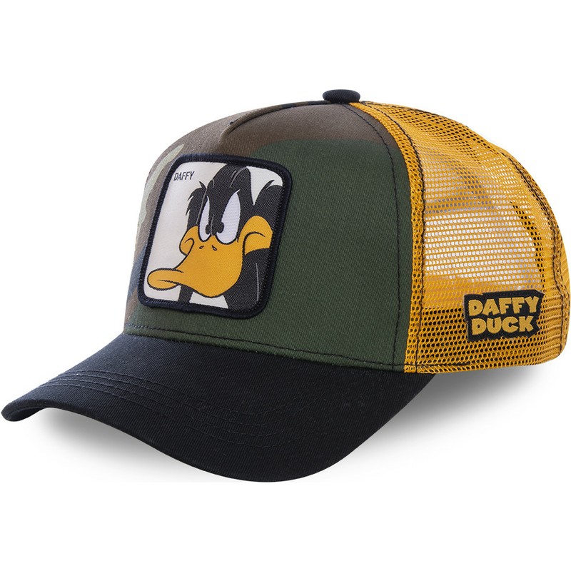 capslab-daffy-duck-daf4-looney-tunes-camouflage-yellow-and-black-trucker-hat