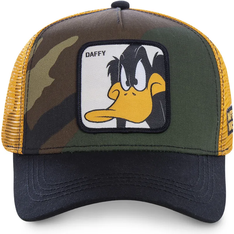 trucker-cap-camouflage-gelb-und-schwarz-duffy-duck-daf4-looney-tunes-von-capslab