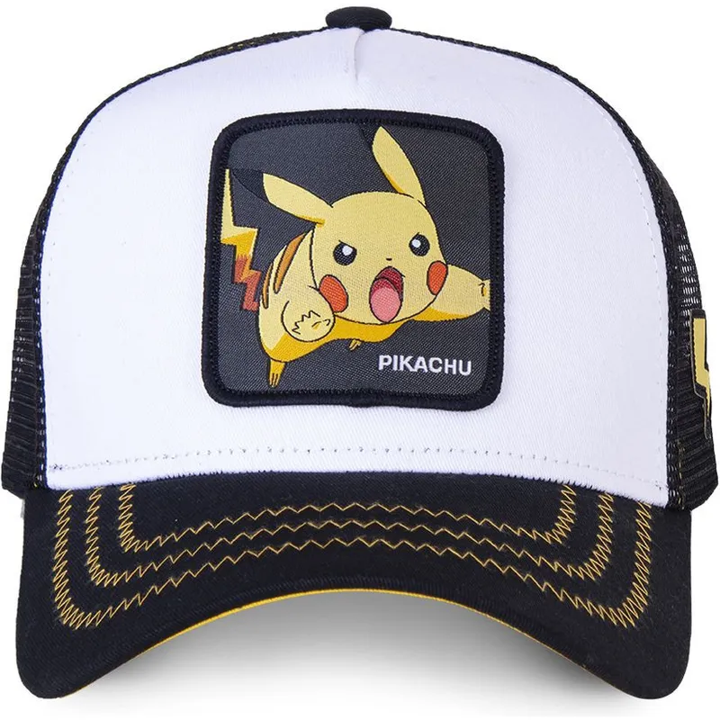 hvid-og-sort-trucker-kasket-pikachu-pik5-pokemon-fra-capslab