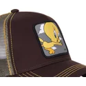capslab-tweety-tit1-looney-tunes-brown-trucker-hat