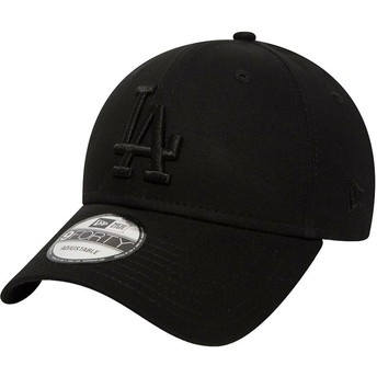 Gorra curva negra ajustable con logo negro 9FORTY League Essential de Los Angeles Dodgers MLB de New Era