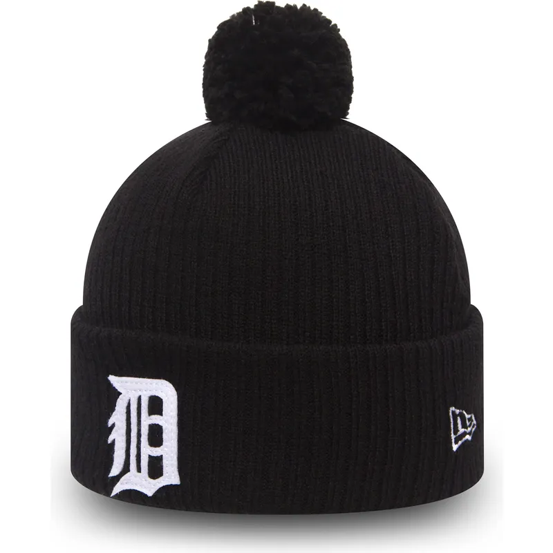 mutsen-pompon-zwart-cuff-knit-lightweight-felt-bobble-van-detroit-tigers-mlb-van-new-era