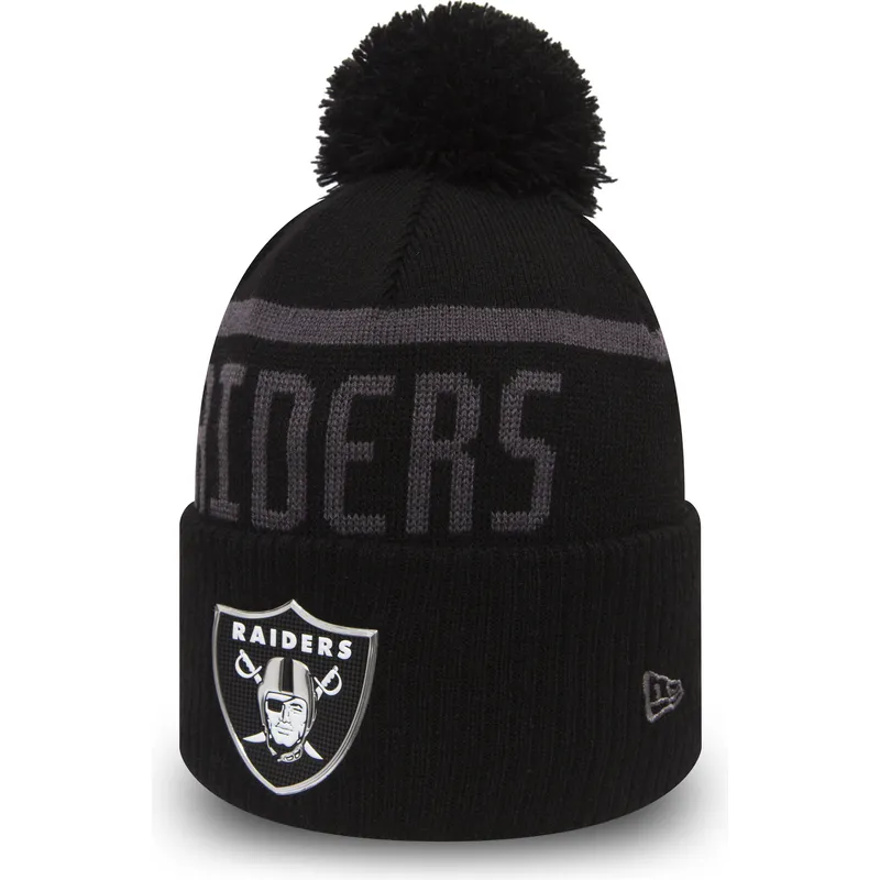 mutsen-pompon-zwart-cuff-knit-coll-van-las-vegas-raiders-nfl-van-new-era