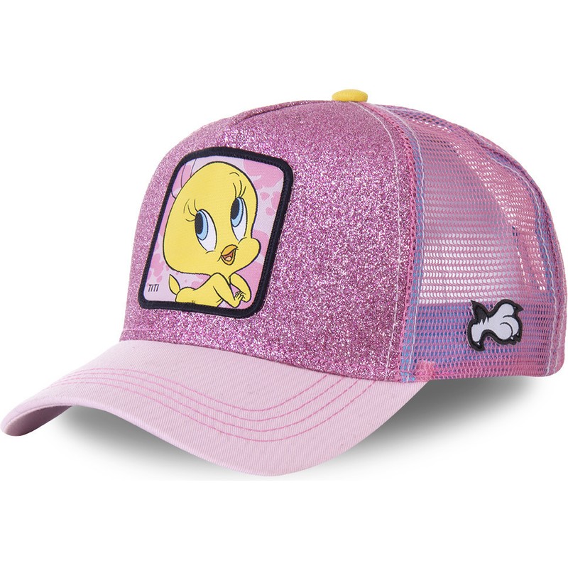 Capslab Tweety TWE4 Looney Tunes Pink Glitter Trucker Hat