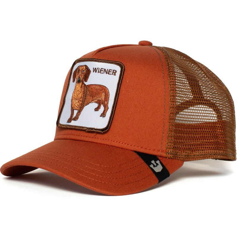 Goorin Bros Snapback Mesh Cap Rust Brown Wiener Dawg Dog Trucker Hat 101-0622 